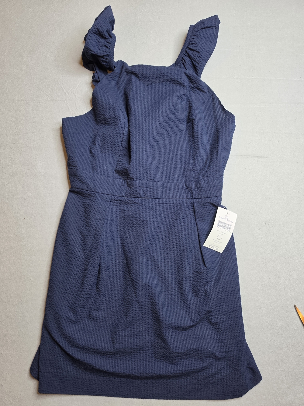 Lauren James Navy Textured Claire Dress